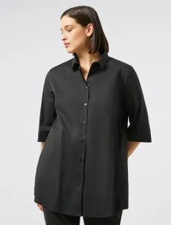 Marina Rinaldi Chemise en popeline de coton mélangé NOIR New