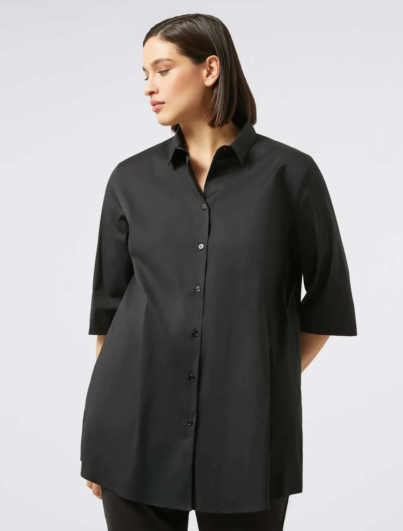 Marina Rinaldi Chemise en popeline de coton mélangé NOIR New