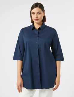 Marina Rinaldi Chemise en popeline de coton mélangé BLEUNUIT Clearance