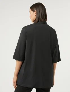 Marina Rinaldi Chemise en popeline de coton mélangé NOIR New
