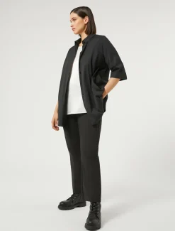 Marina Rinaldi Chemise en popeline de coton mélangé NOIR New