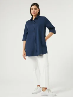 Marina Rinaldi Chemise en popeline de coton mélangé BLEUNUIT Clearance