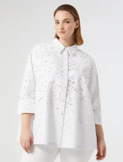 Marina Rinaldi Chemise en popeline et dentelle sangallo BLANC Fashion