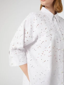 Marina Rinaldi Chemise en popeline et dentelle sangallo BLANC Fashion