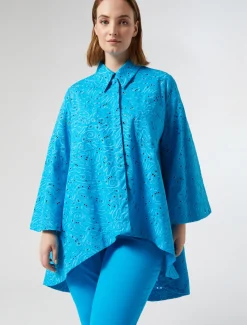 Marina Rinaldi Chemise en popeline et dentelle sangallo TURQUOISE Clearance