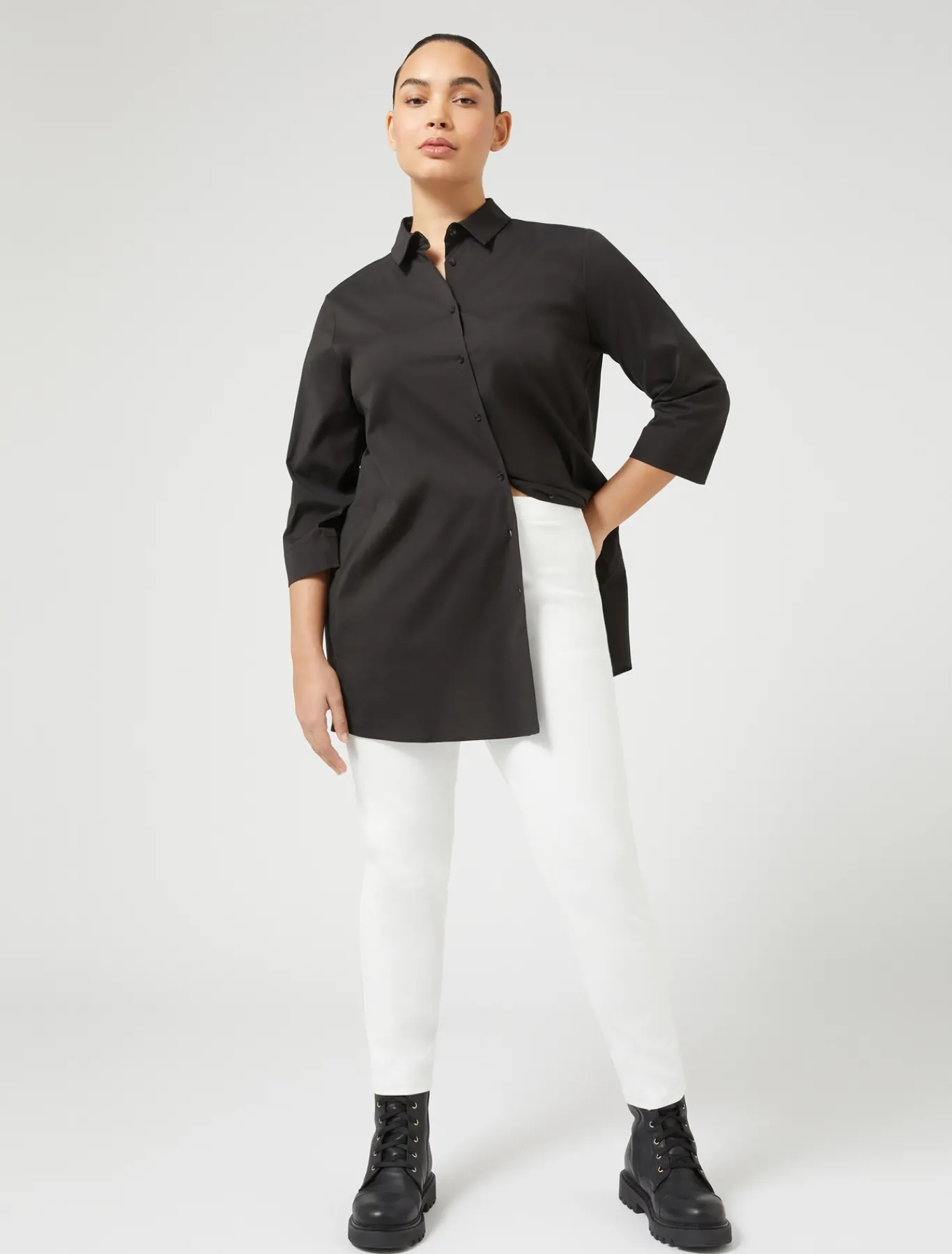 Marina Rinaldi Chemise en popeline stretch NOIR Clearance