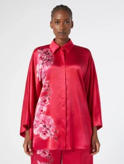 Marina Rinaldi Chemise en satin de soie FUCHSIA New