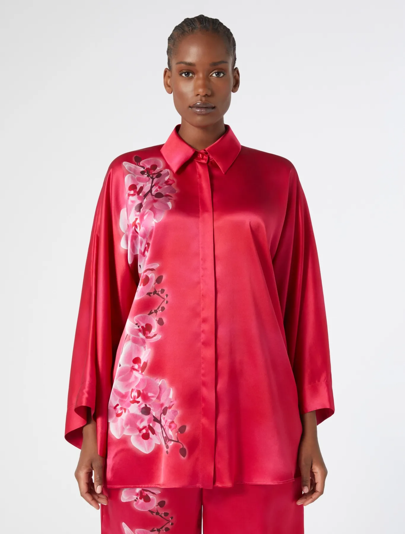 Marina Rinaldi Chemise en satin de soie FUCHSIA New