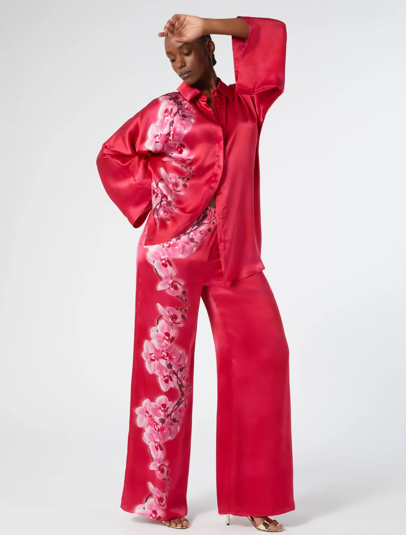 Marina Rinaldi Chemise en satin de soie FUCHSIA New