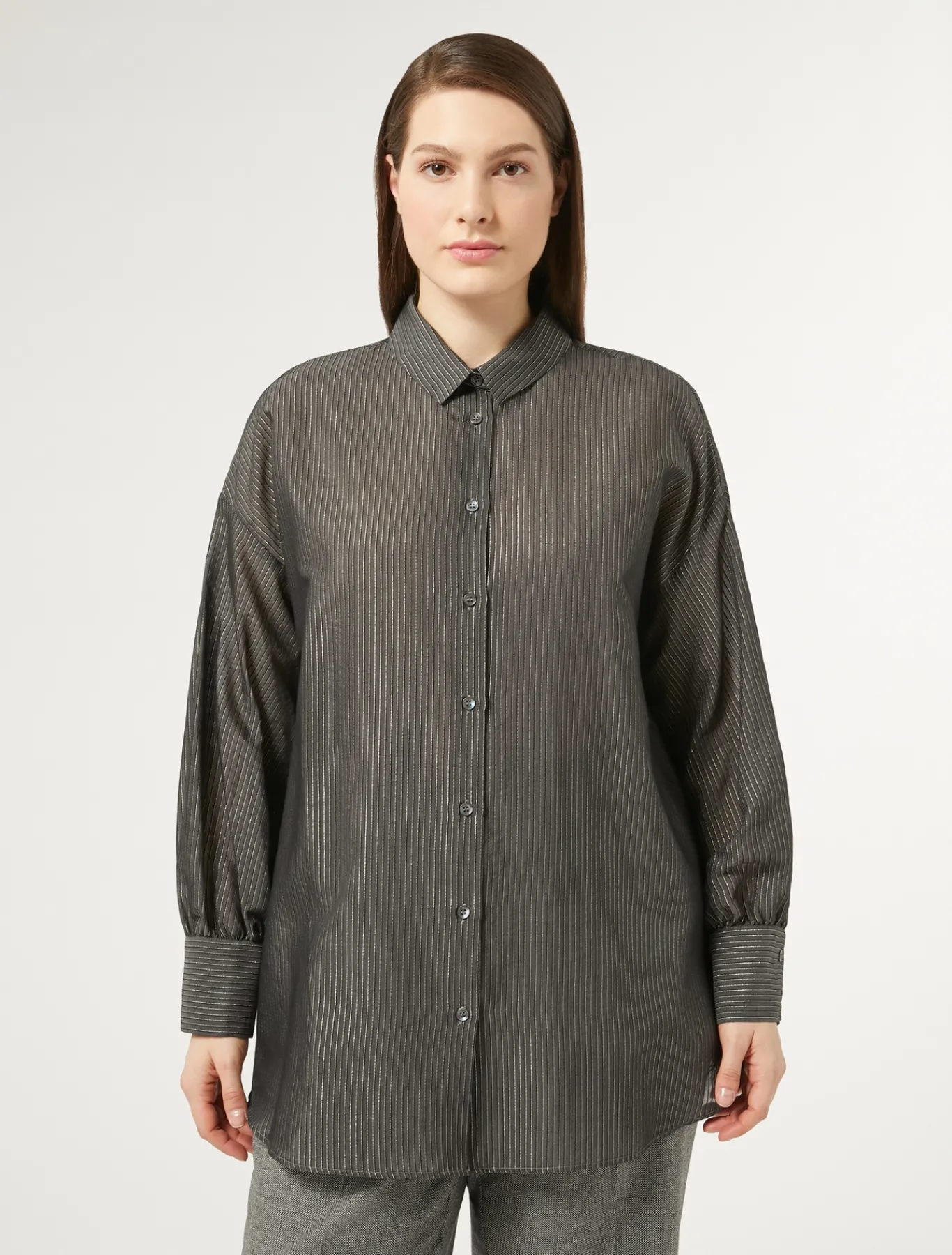 Marina Rinaldi Chemise en toile de coton et soie GRISFONCE Best