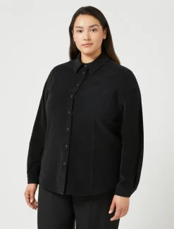 Marina Rinaldi Chemise en velours de coton NOIR New