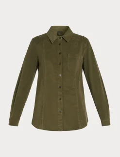 Marina Rinaldi Chemise en velours de coton KAKI Outlet