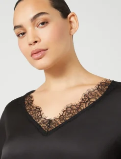 Marina Rinaldi Chemisier avec détails en dentelle NOIR Sale