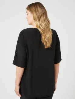 Marina Rinaldi Chemisier en crêpe de Chine de soie NOIR Discount