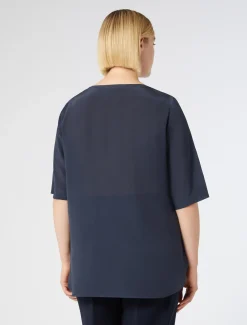 Marina Rinaldi Chemisier en crêpe de Chine de soie BLEUET Outlet