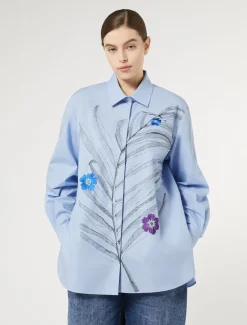 Marina Rinaldi Chemisier en popeline avec broderie CIEL Clearance