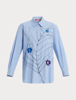 Marina Rinaldi Chemisier en popeline avec broderie CIEL Clearance