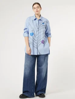Marina Rinaldi Chemisier en popeline avec broderie CIEL Clearance