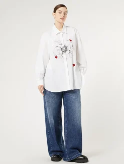 Marina Rinaldi Chemisier en popeline avec broderie BLANC Clearance