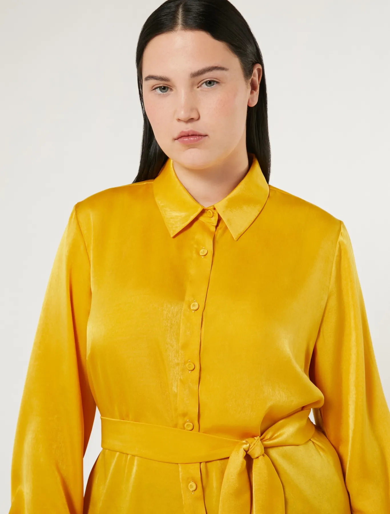 Marina Rinaldi Chemisier en satin MOUTARDE Hot