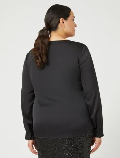 Marina Rinaldi Chemisier en satin NOIR Clearance