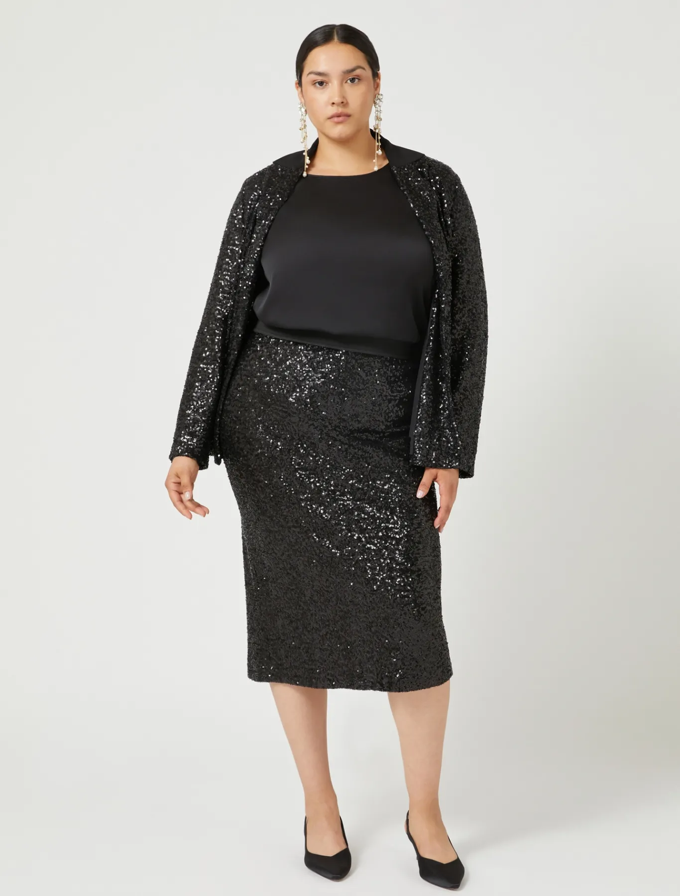 Marina Rinaldi Chemisier en satin NOIR Clearance