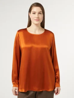 Marina Rinaldi Chemisier en satin de soie ROUGEORANGE Sale