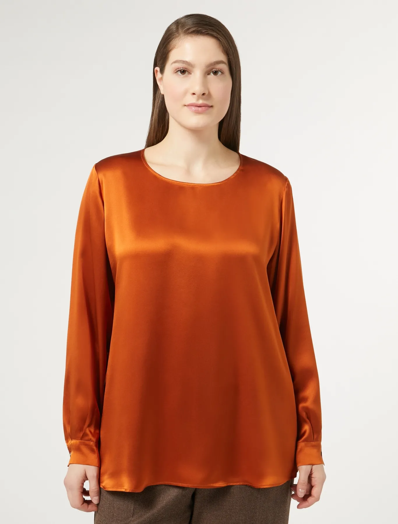 Marina Rinaldi Chemisier en satin de soie ROUGEORANGE Sale