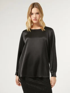 Marina Rinaldi Chemisier en satin de soie NOIR Outlet