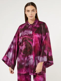 Marina Rinaldi Chemisier en satin de soie BORDEAUX Best