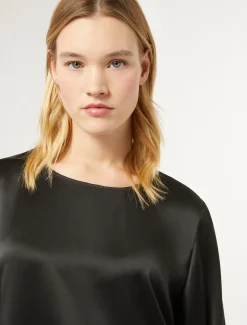 Marina Rinaldi Chemisier en satin de soie NOIR Outlet