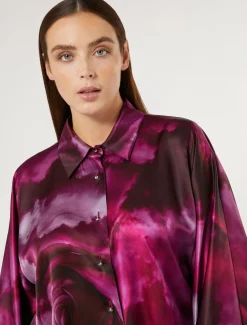 Marina Rinaldi Chemisier en satin de soie BORDEAUX Best