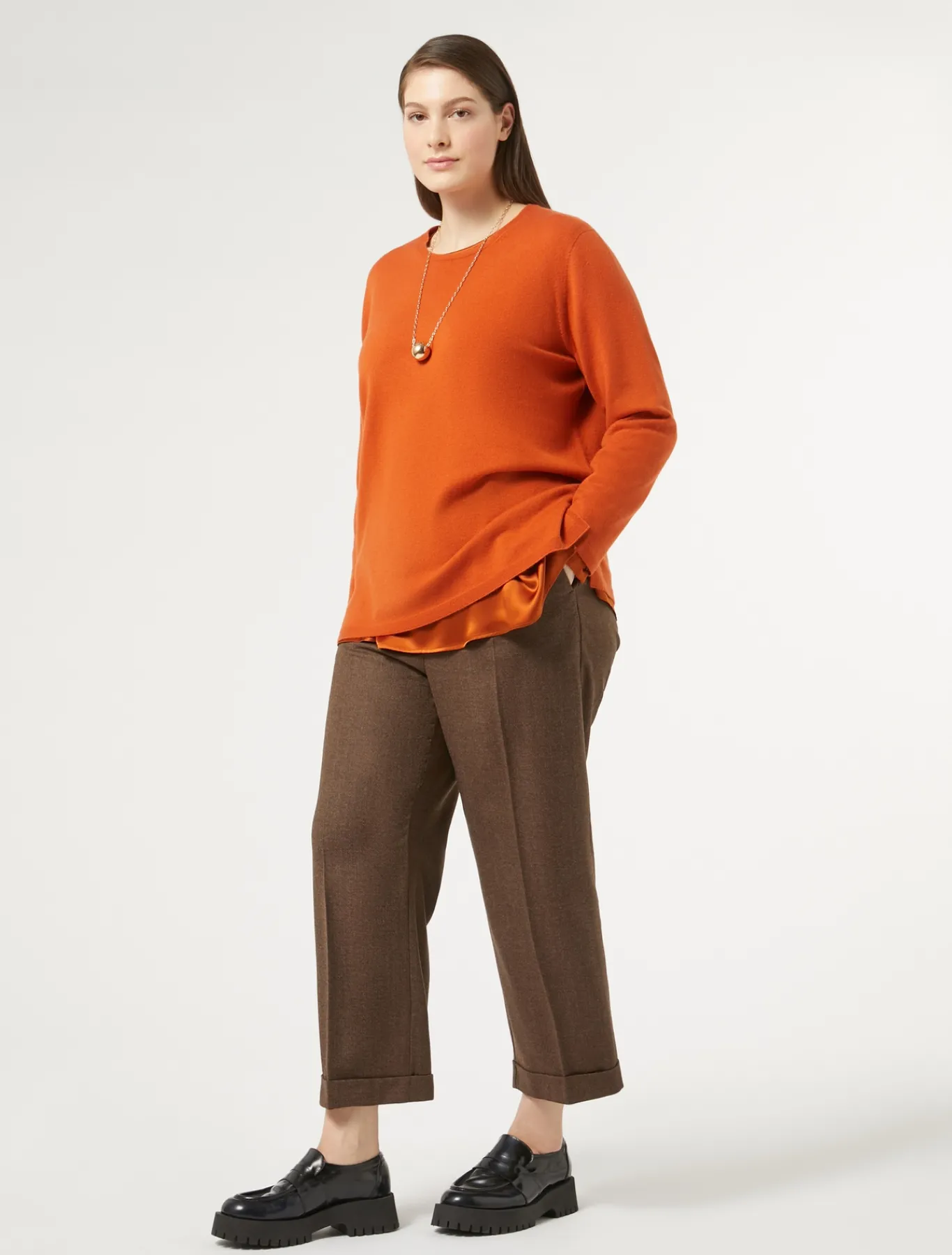 Marina Rinaldi Chemisier en satin de soie ROUGEORANGE Sale