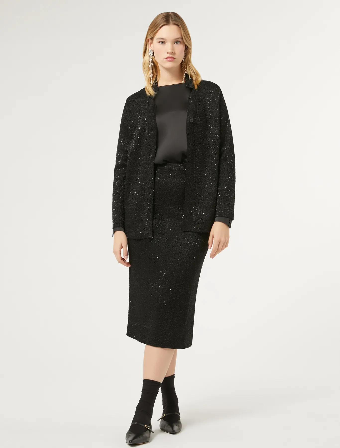 Marina Rinaldi Chemisier en satin de soie NOIR Outlet