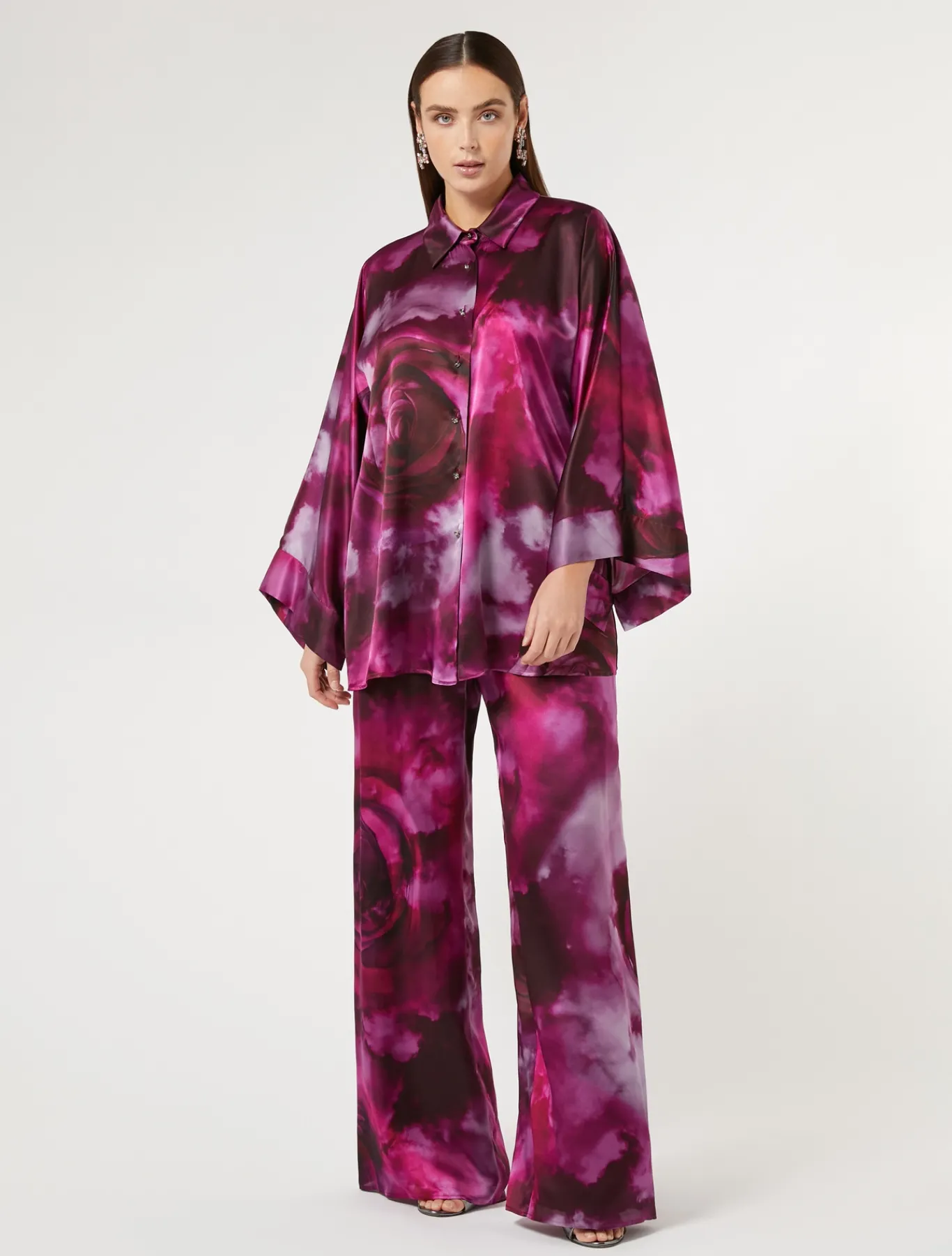 Marina Rinaldi Chemisier en satin de soie BORDEAUX Best