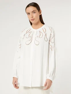 Marina Rinaldi Chemisier en viscose avec broderie BLANC Hot