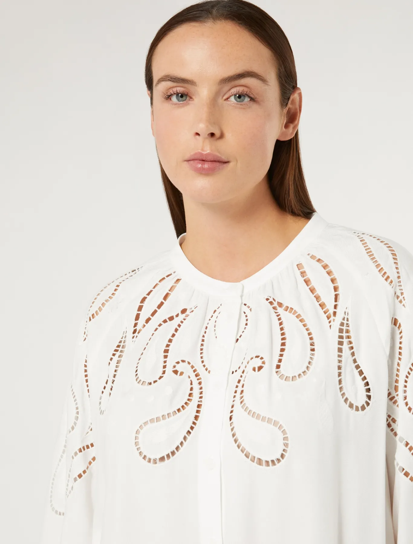 Marina Rinaldi Chemisier en viscose avec broderie BLANC Hot