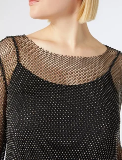 Marina Rinaldi Haut en filet avec strass NOIR Best