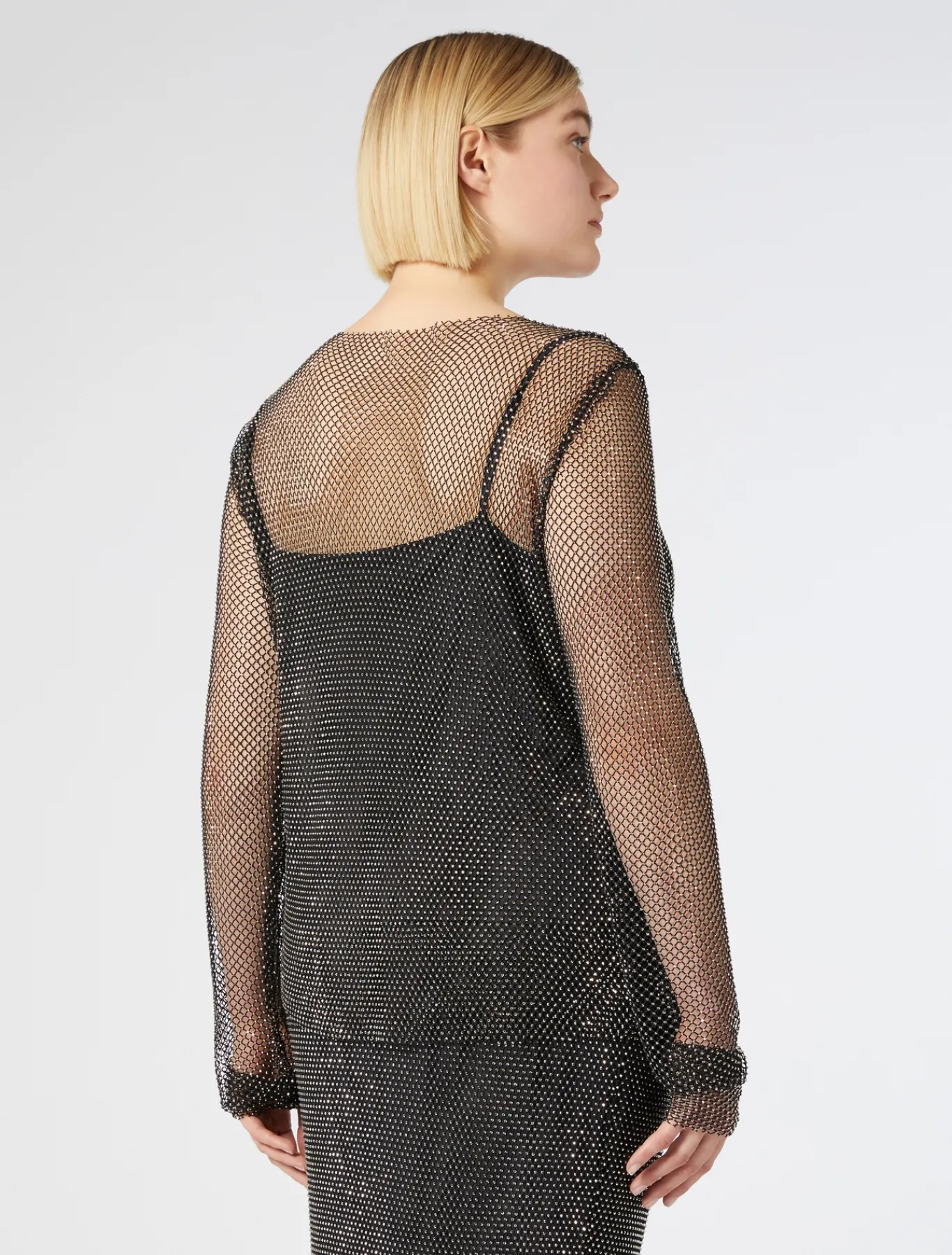 Marina Rinaldi Haut en filet avec strass NOIR Best