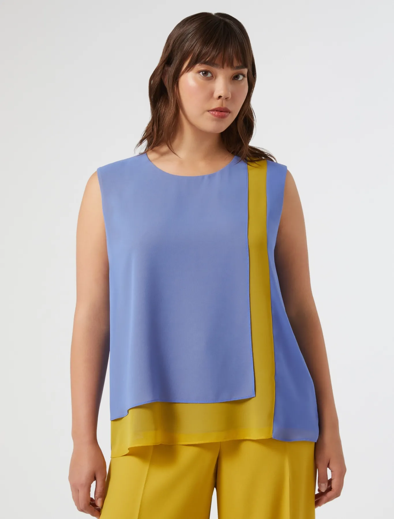 Marina Rinaldi Haut en georgette GRISBLEU Sale