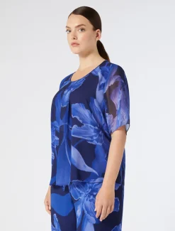 Marina Rinaldi Haut en georgette imprimée BLEUNUIT Fashion
