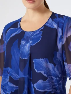 Marina Rinaldi Haut en georgette imprimée BLEUNUIT Fashion