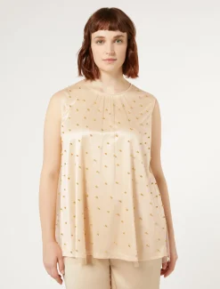 Marina Rinaldi Haut en tulle brodé JAUNEPALE Hot