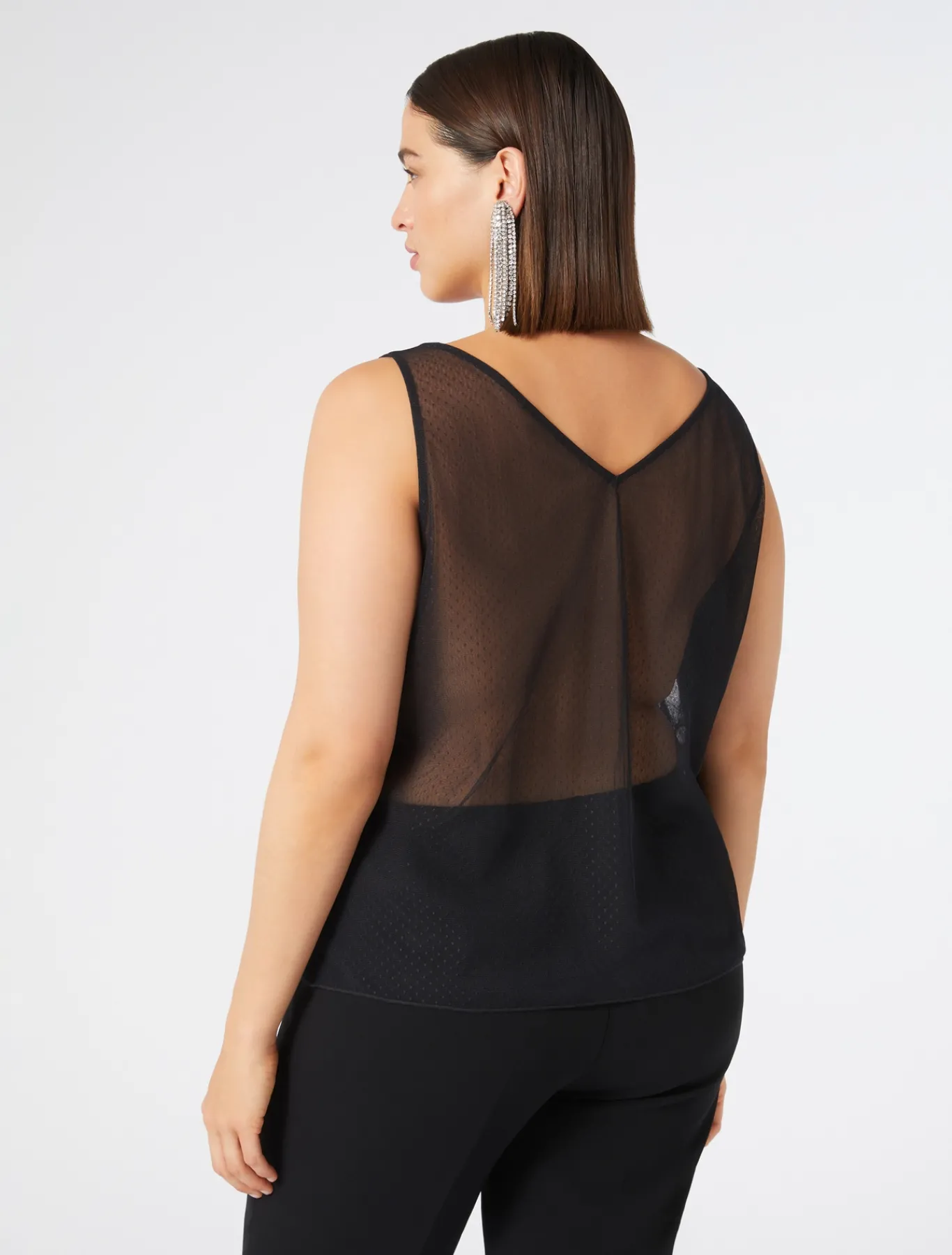 Marina Rinaldi Haut en tulle brodé NOIR Sale