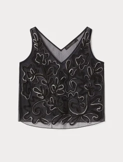 Marina Rinaldi Haut en tulle brodé NOIR Sale