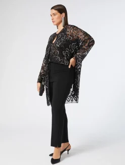 Marina Rinaldi Haut en tulle brodé NOIR Sale