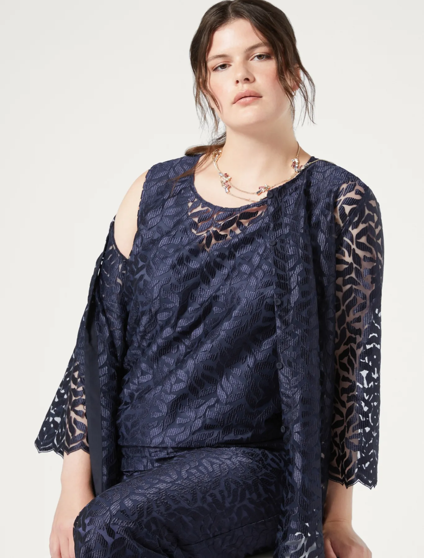 Marina Rinaldi Haut en tulle brodé BLEUMARINE Clearance
