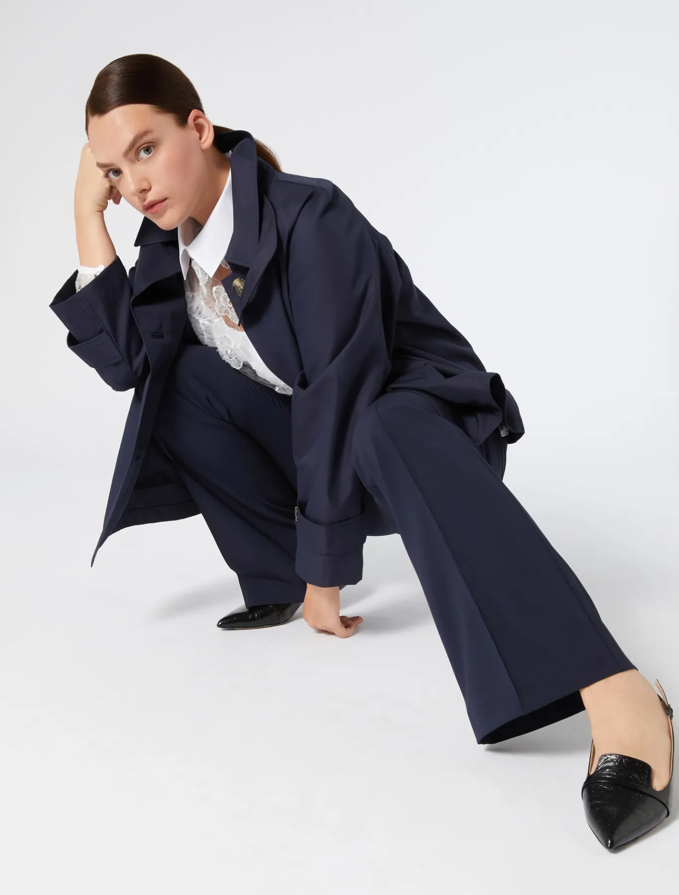 Marina Rinaldi Imperméable en sergé de coton mélangé BLEUNUIT Fashion