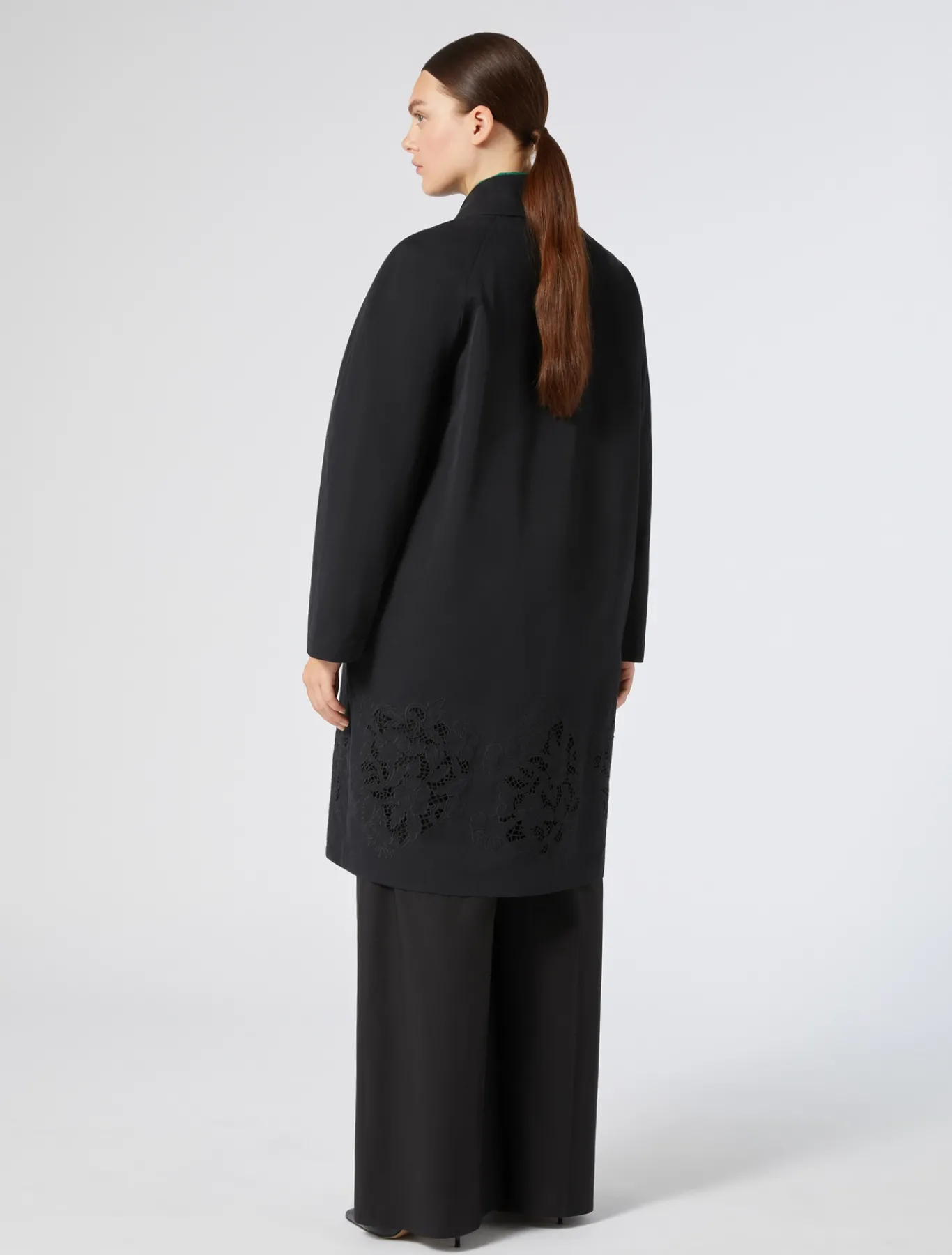Marina Rinaldi Imperméable en sergé déperlant avec broderie NOIR Hot