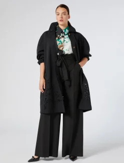 Marina Rinaldi Imperméable en sergé déperlant avec broderie NOIR Hot